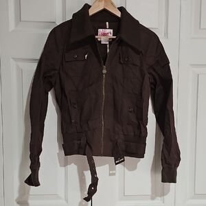 ⭐ Nori Y2K Brown Utility Zip Jacket – L